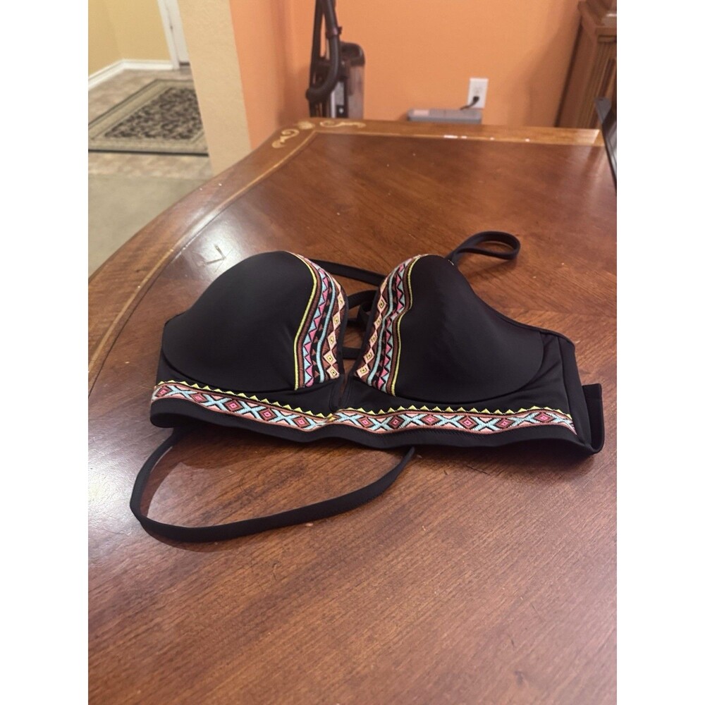 34DD SHADE&SHORE Womens Multicolor Lined Underwire Back Closure Bikini Top